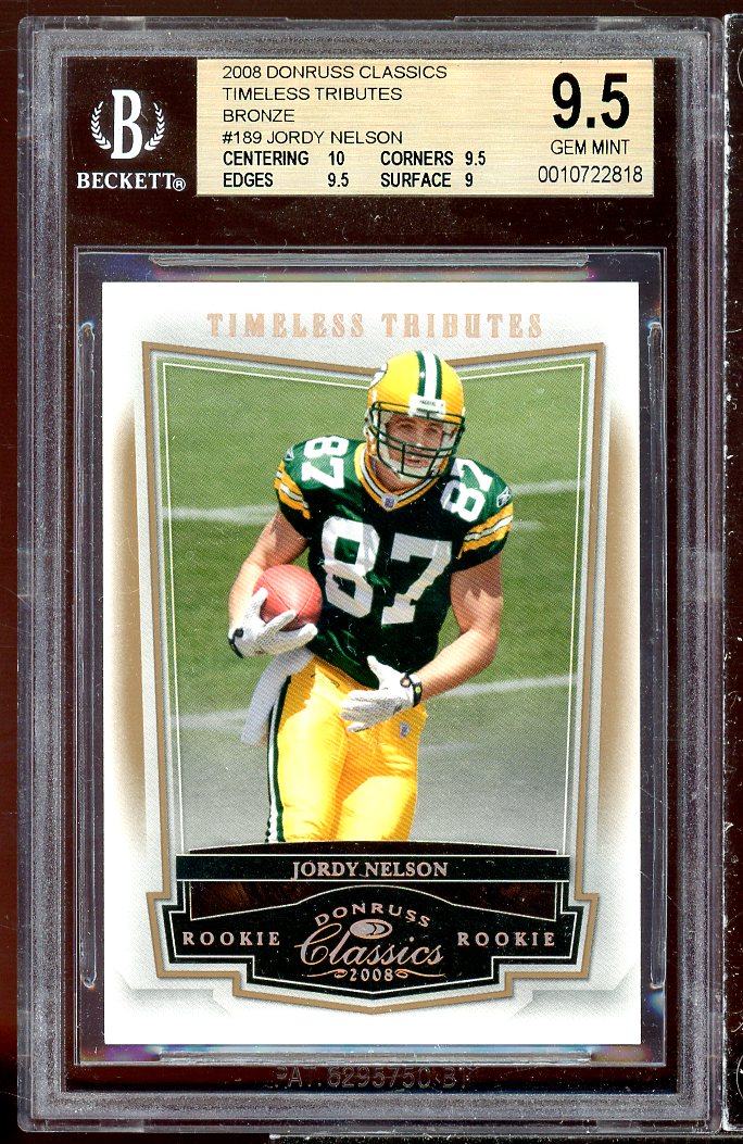 Jordy Nelson Rookie 2008 Donruss Classics Timeless Bronze #189 (POP 1) BGS 9.5 Image 1