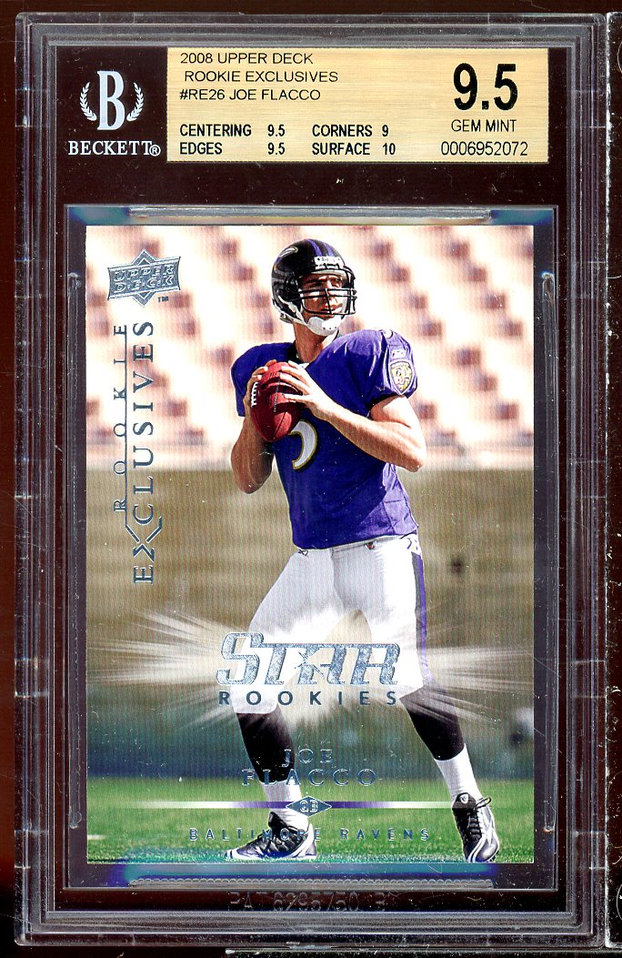 Joe Flacco Rookie 2008 Upper Deck Rookie Exclusives #RE26 BGS 9.5 (9.5 9 9.5 10) Image 1