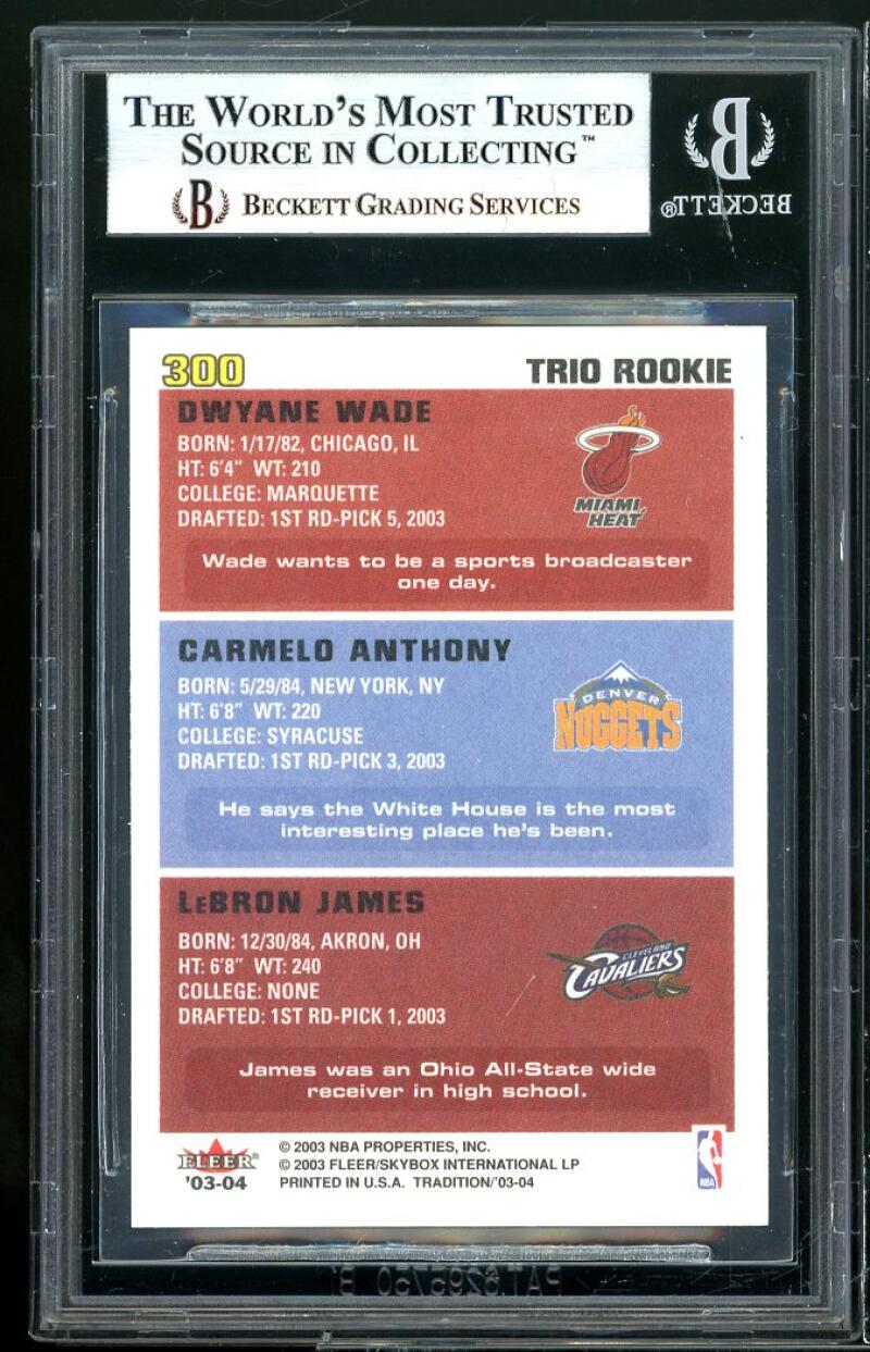 Lebron James / Carmelo / Wade 2003-04 Fleer Tradition #300 BGS 9 (9 9.5 10 9) Image 2