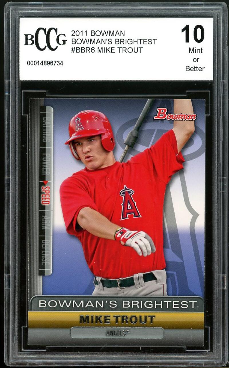 2011 Bowman Bowman's Brightest #BBR6 Mike Trout Rookie Card BGS BCCG 10 Mint+ Image 1