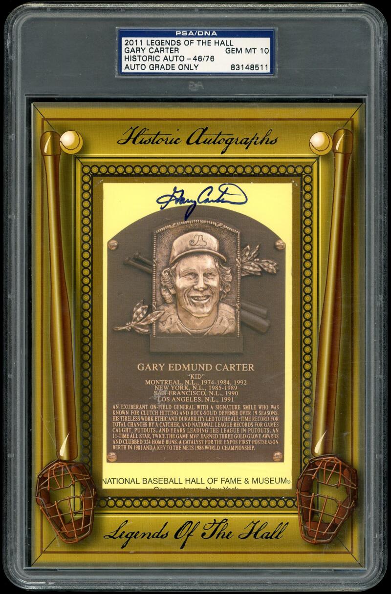 2011 Legends Of The Hall Historic Auto Gary Carter Signed PSA/DNA 10 Image 1
