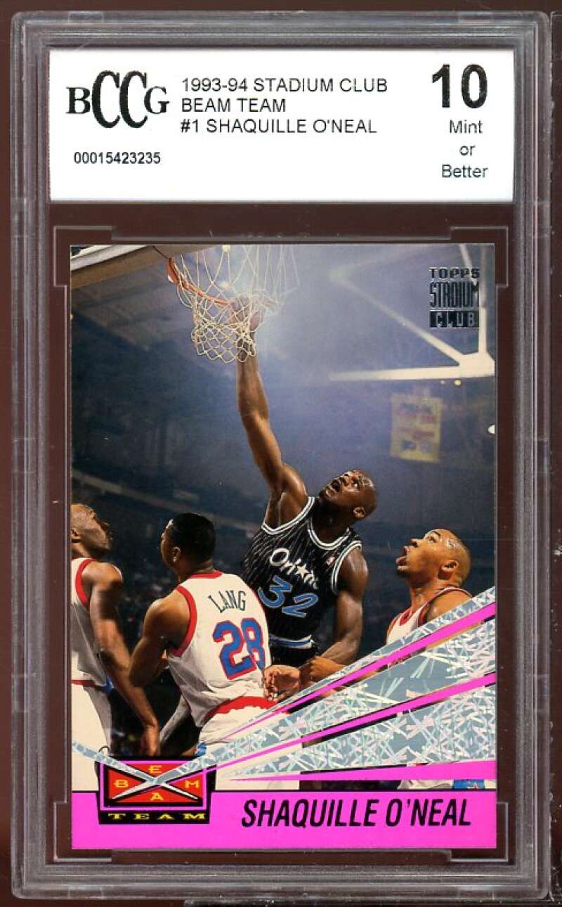 1993-94 Stadium Club Beam Team #1 Shaquille O'neal BGS BCCG 10 Mint+ Image 1