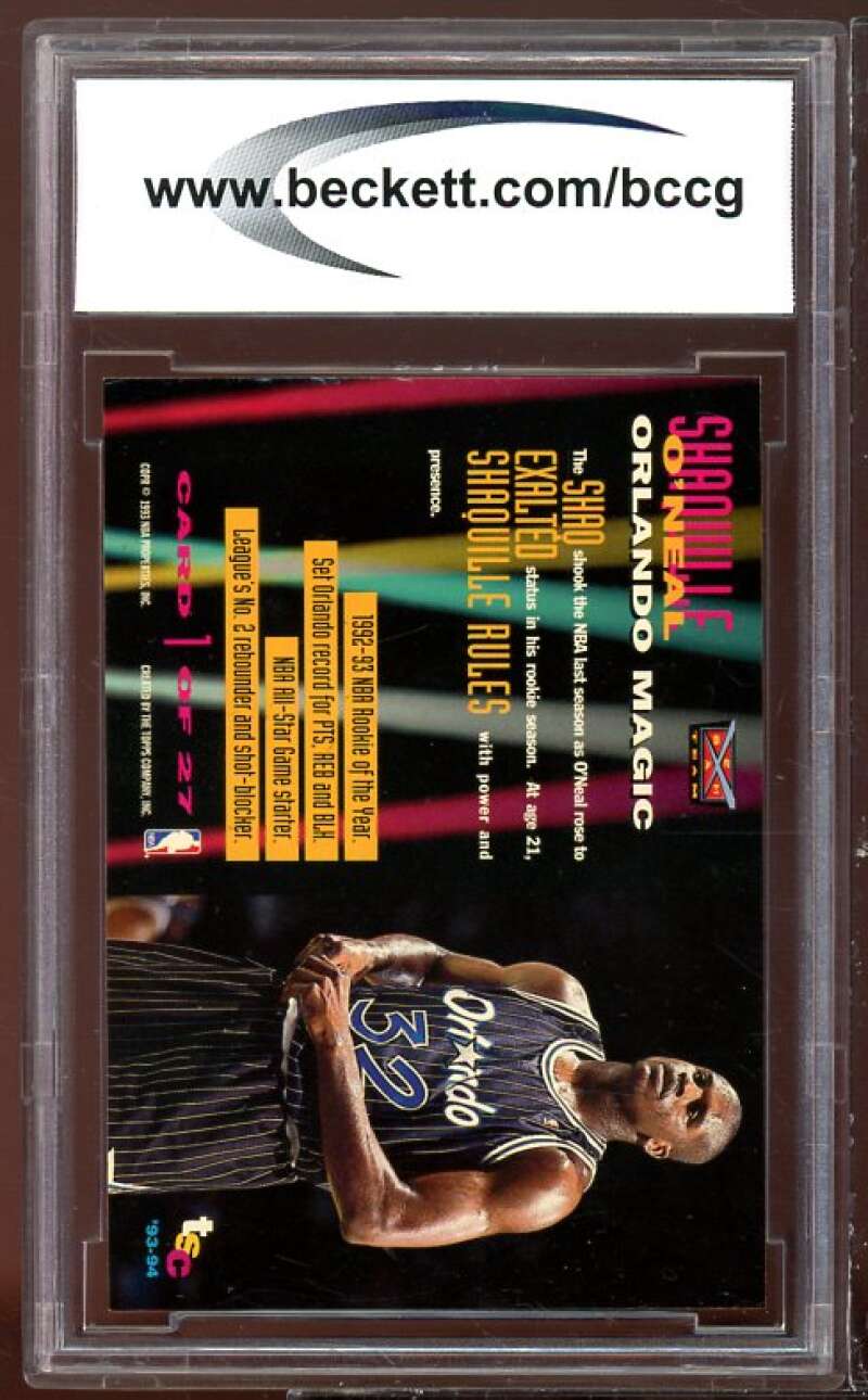 1993-94 Stadium Club Beam Team #1 Shaquille O'neal BGS BCCG 10 Mint+ Image 2