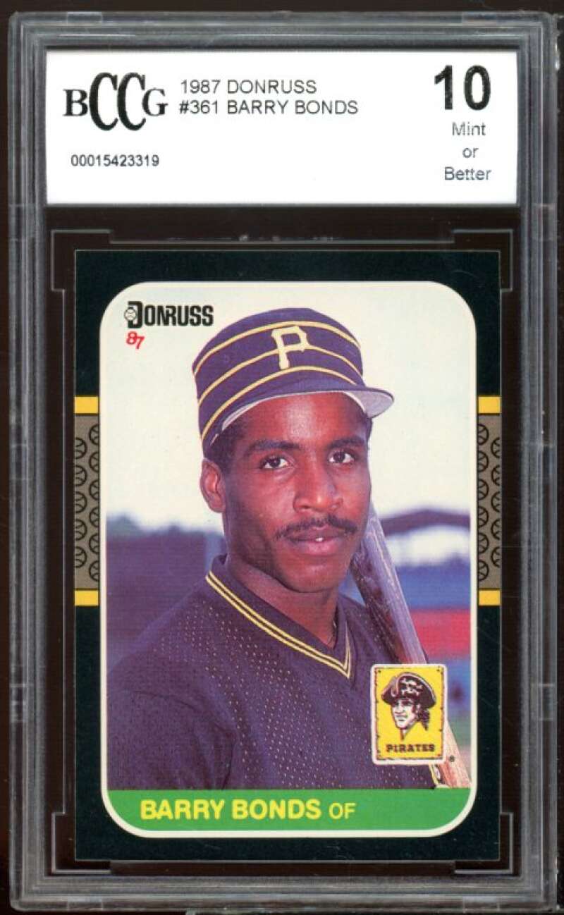 1987 Donruss #361 Barry Bonds Rookie Card BGS BCCG 10 Mint+ Image 1