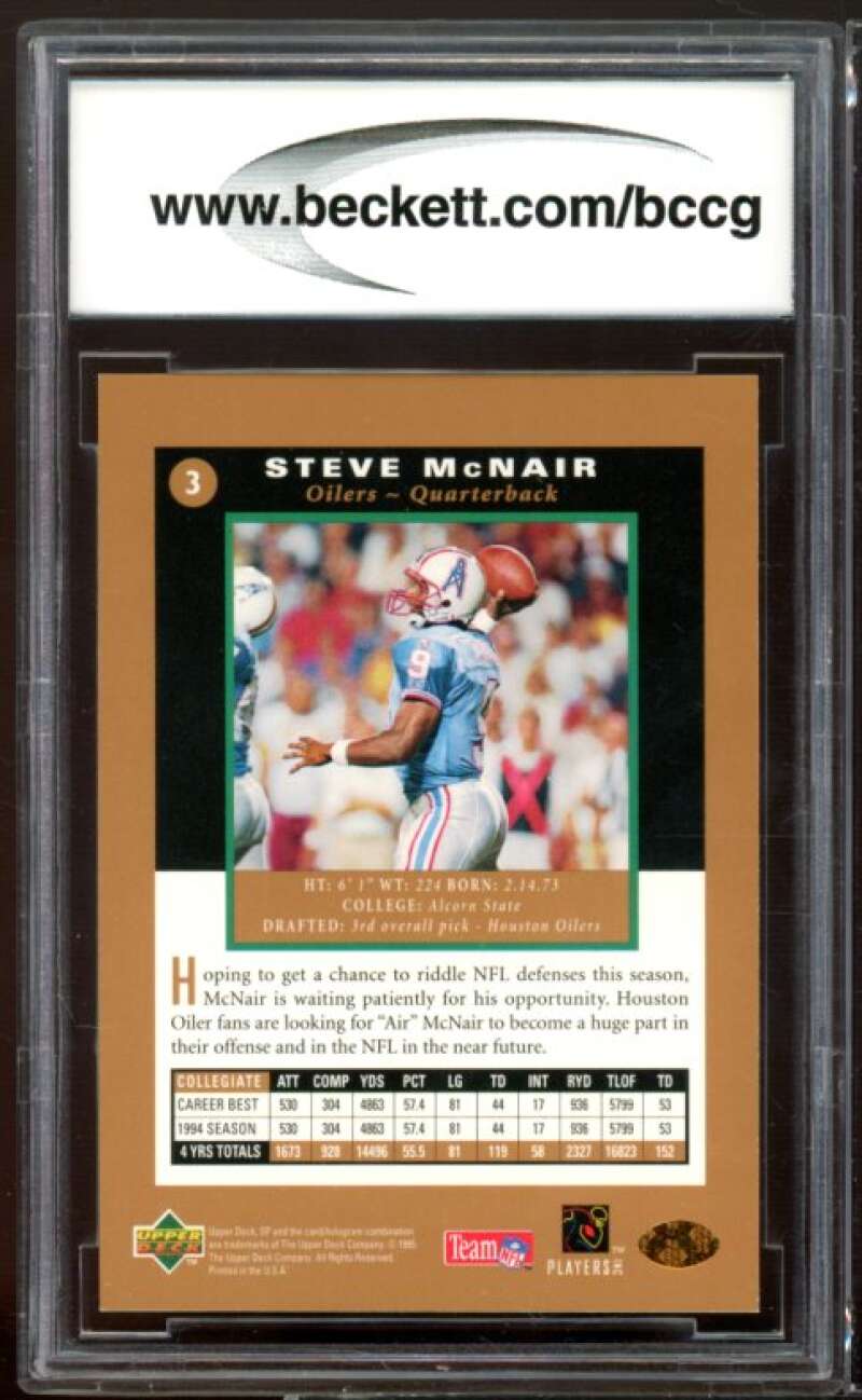 1995 SP #3 Steve McNair Rookie Card BGS BCCG 10 Mint+ Image 2