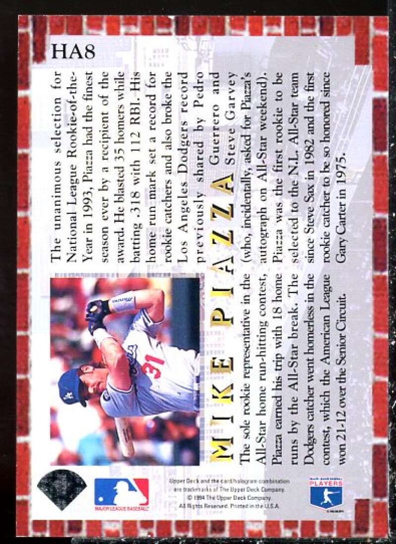 Mike Piazza Card 1994 Collector's Choice Home Run All-Stars #HA8  Image 2