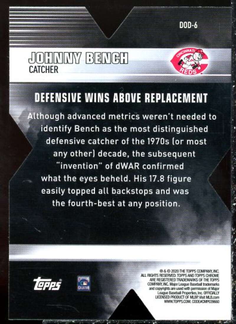 Johnny Bench Card 2020 Topps Chrome Decade of Dominance Die Cut #DOD6  Image 2