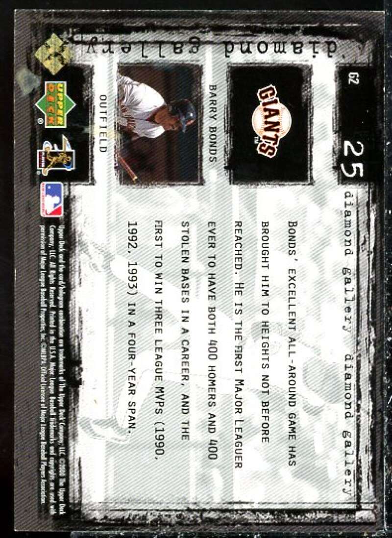 Barry Bonds Card 2000 Black Diamond Rookie Edition Gallery #G2  Image 2