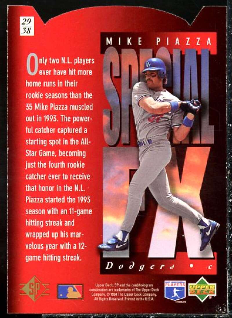 Mike Piazza Card 1994 SP Holoviews Die Cuts #29  Image 2