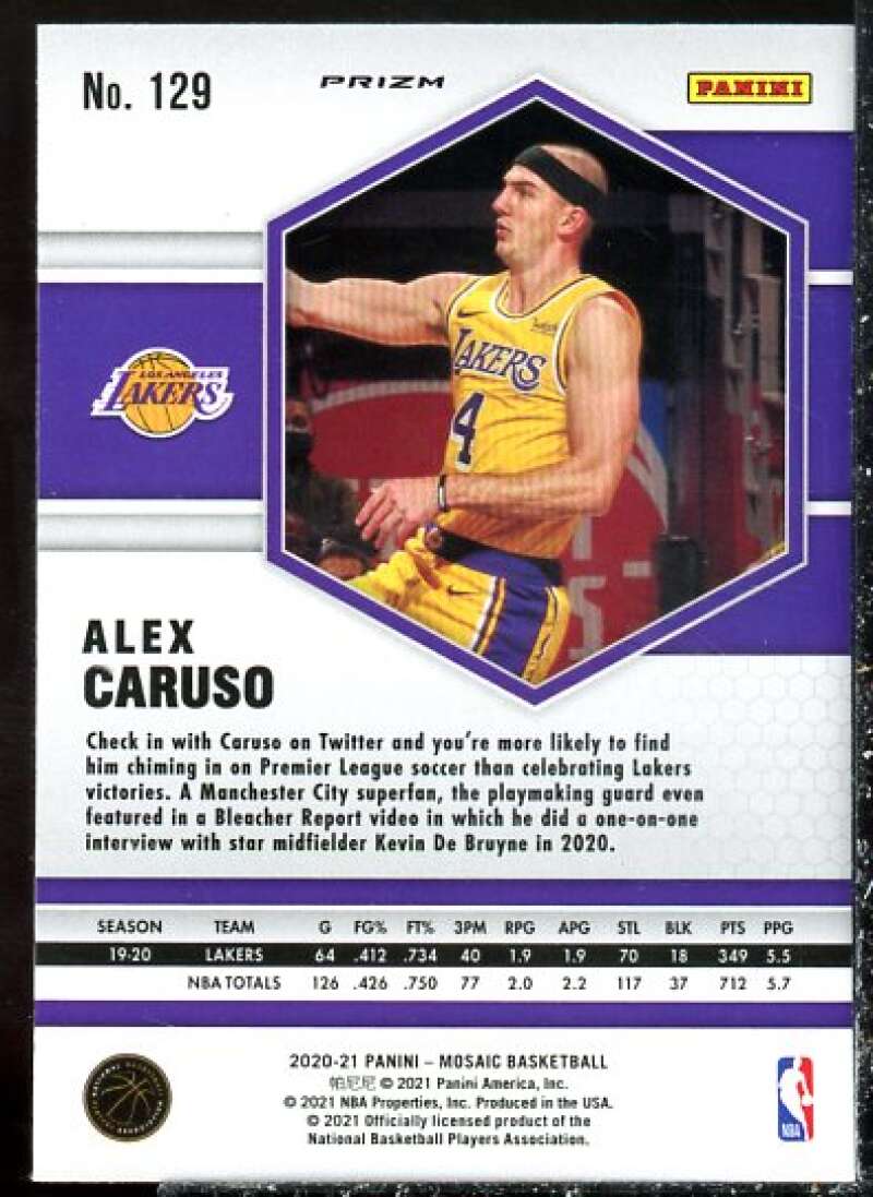 Alex Caruso Card 2020-21 Panini Mosaic Mosaic Reactive Blue #129  Image 2