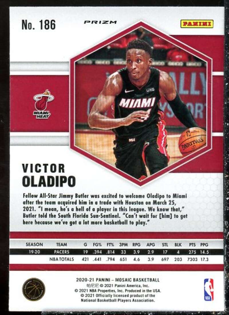 Victor Oladipo Card 2020-21 Panini Mosaic Mosaic Reactive Blue #186  Image 2