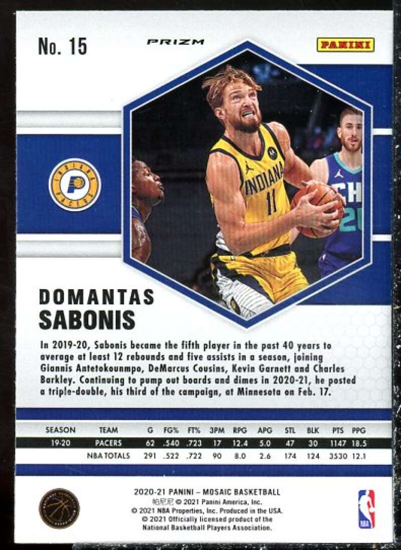 Domantas Sabonis Card 2020-21 Panini Mosaic Mosaic Reactive Blue #15  Image 2