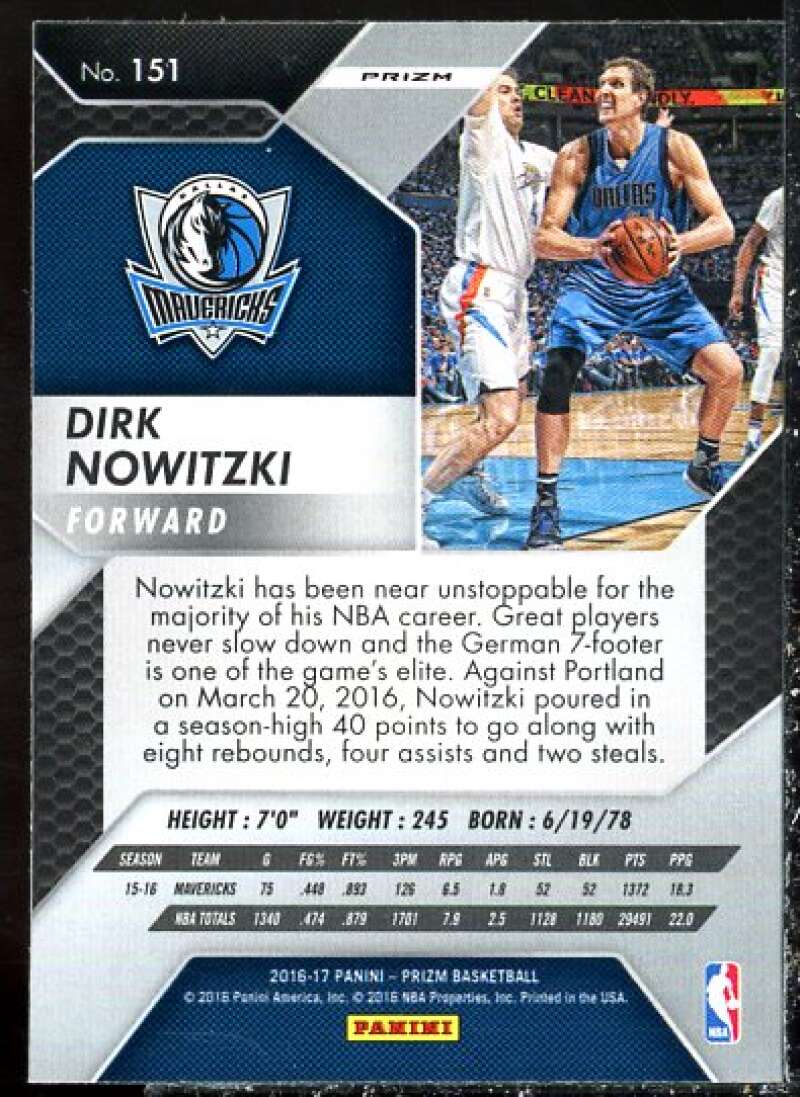 Dirk Nowitzki Card 2016-17 Panini Prizm Prizms Silver #151  Image 2