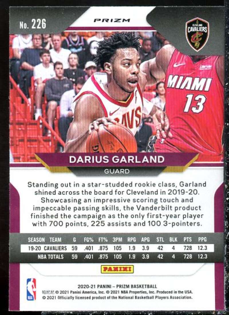 Darius Garland Card 2020-21 Panini Prizm Prizms Red White and Blue #226  Image 2