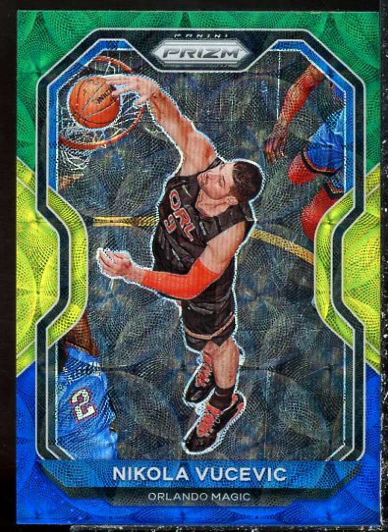 Nikola Vucevic Card 2020-21 Panini Prizm Prizms Choice Blue Yellow and Green #9  Image 1