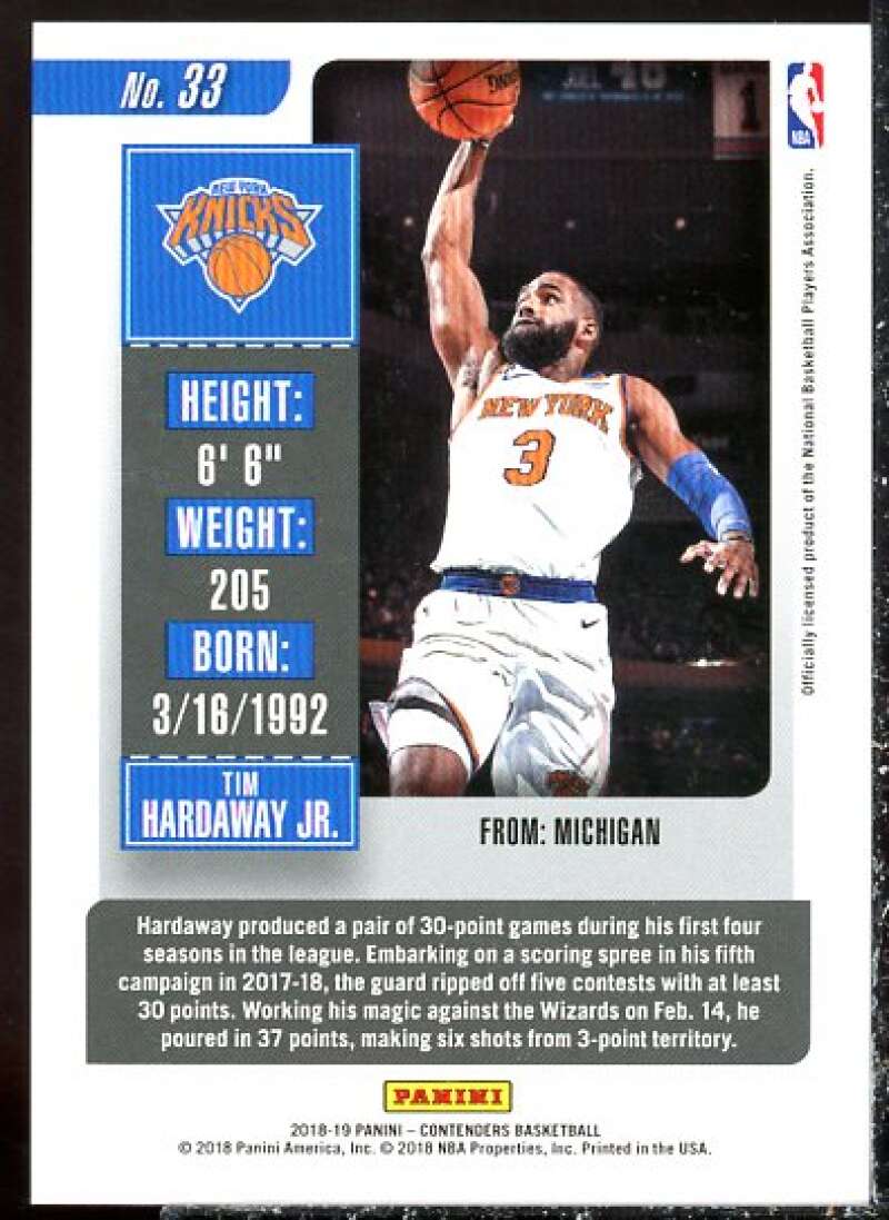 Tim Hardaway Jr. Card 2018-19 Panini Contenders Conference Finals Ticket #33  Image 2