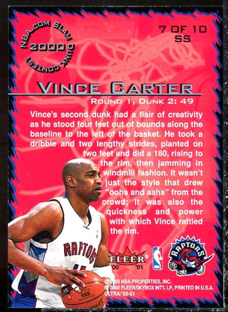 Vince Carter Card 2000-01 Ultra Slam Show #SS7  Image 2