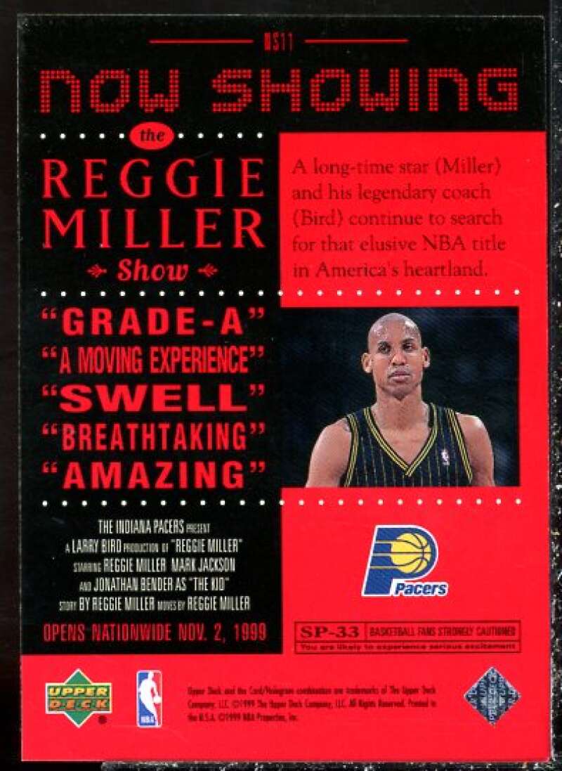 Reggie Miller Card 1999-00 Upper Deck Now Showing #NS11  Image 2