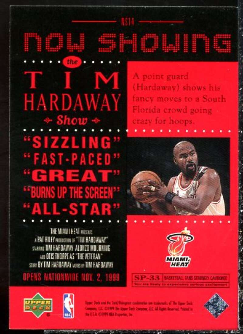 Tim Hardaway Card 1999-00 Upper Deck Now Showing #NS14  Image 2