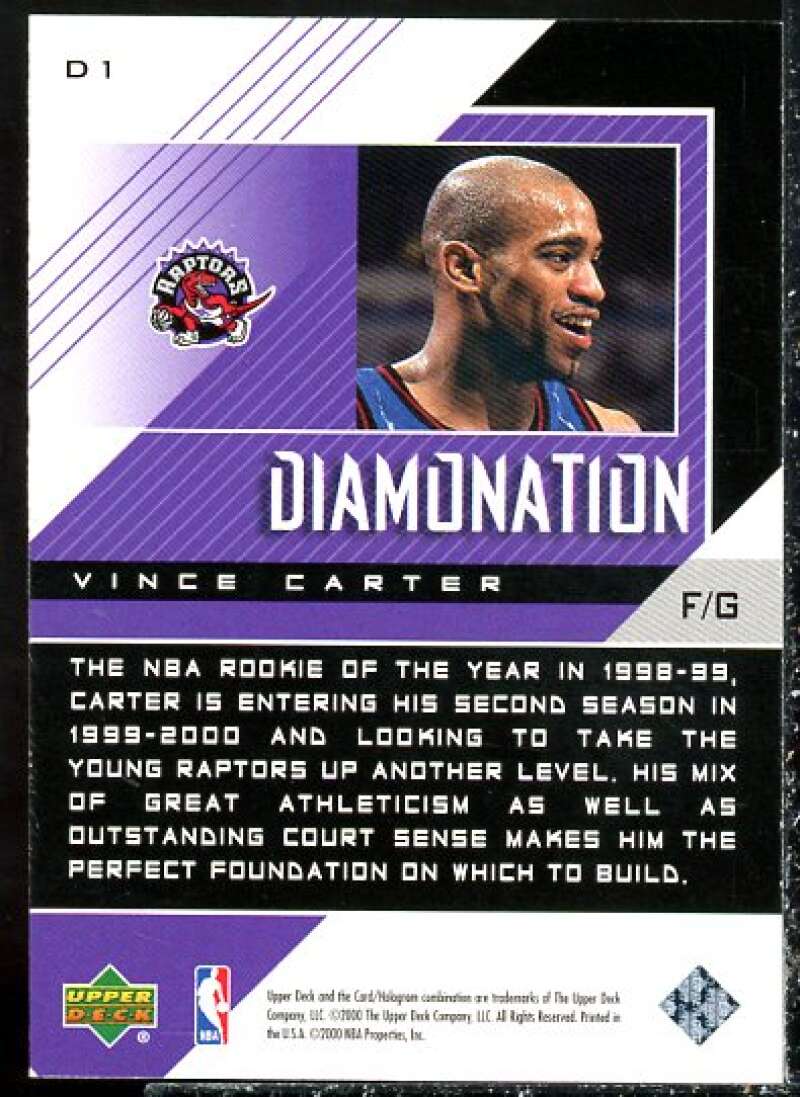 Vince Carter Card 1999-00 Black Diamond Diamonation #D1  Image 2