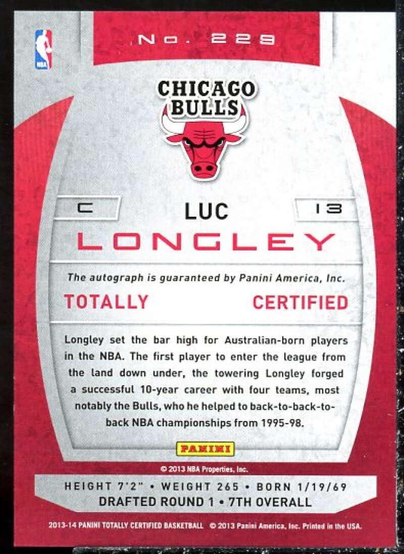 Luc Longley Card 2013-14 Totally Certified Autographs #229  Image 2