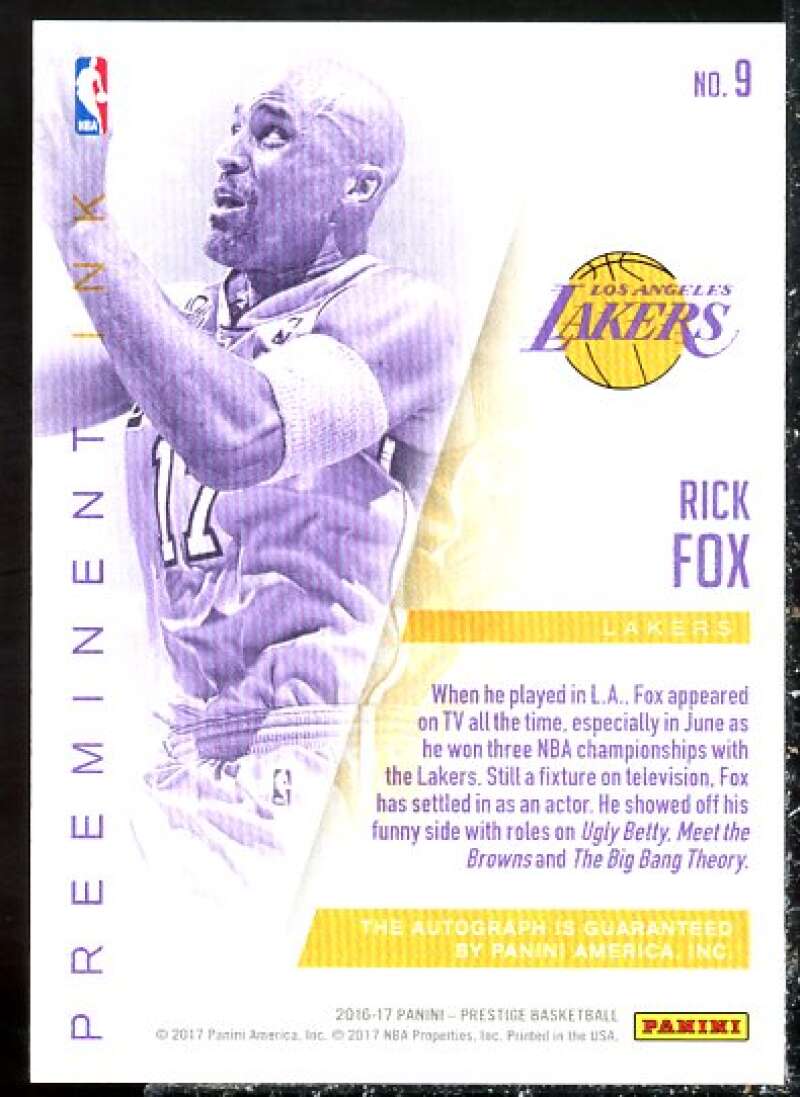 Rick Fox Card 2016-17 Prestige Preeminent Ink #9  Image 2