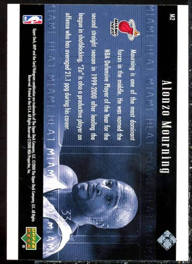 Alonzo Mourning Card 2000-01 Upper Deck MVP Theatre #M2  Image 2