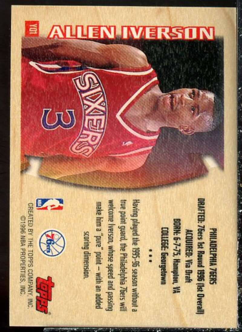 Allen Iverson Card 1996-97 Topps Youthquake #YQ1  Image 2