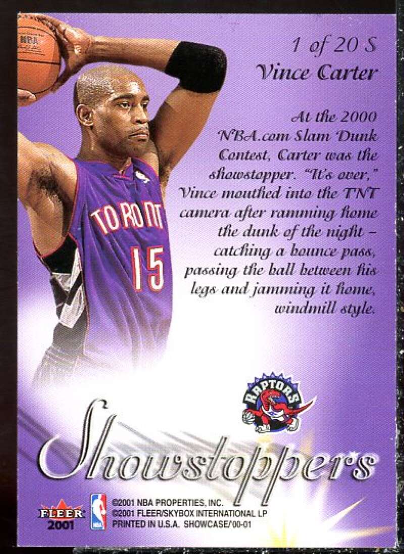 Vince Carter Card 2000-01 Fleer Showcase Showstoppers #1  Image 2