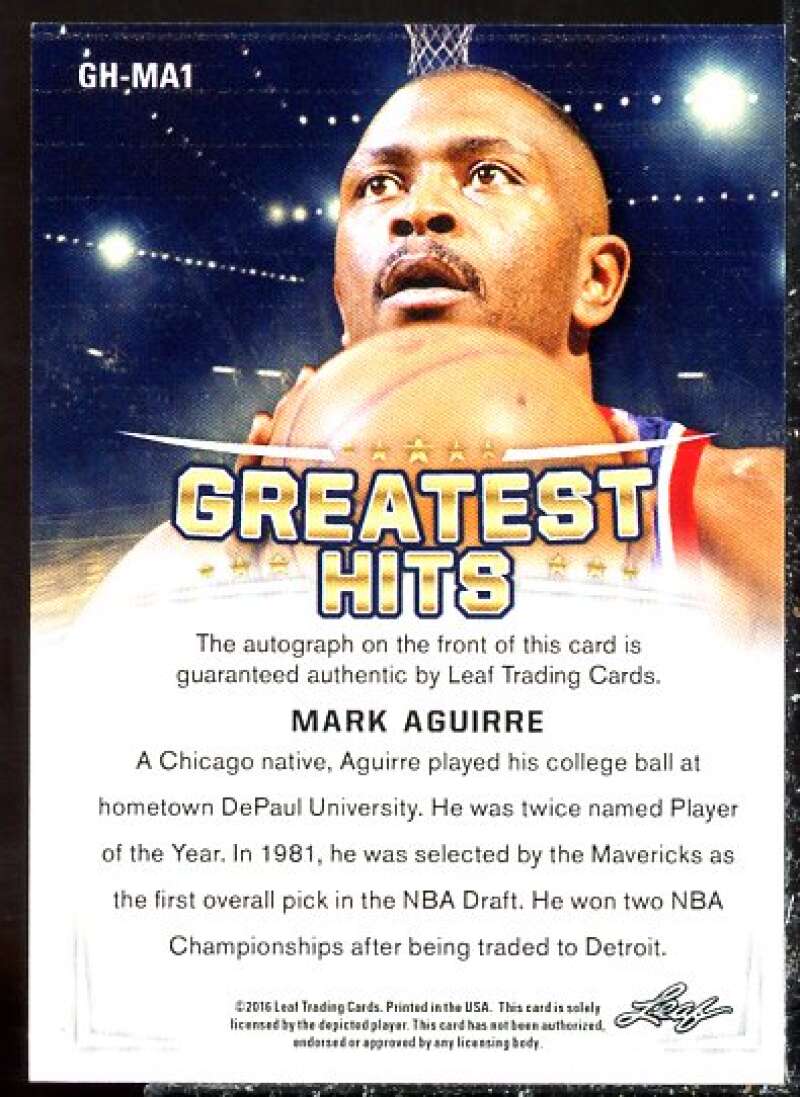 Mark Aguirre Card 2016 Leaf Greatest Hits #GHMA1  Image 2