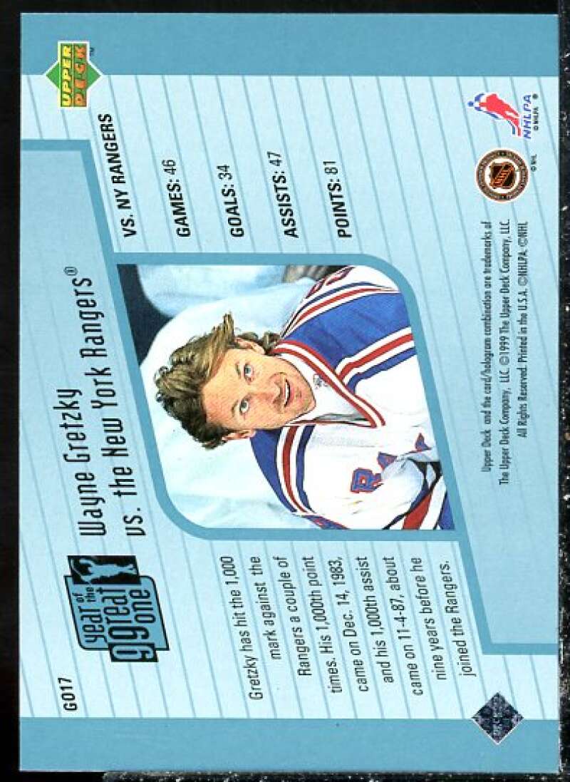 Wayne Gretzky Card 1998-99 Upper Deck Year of the Great One #GO8  Image 2