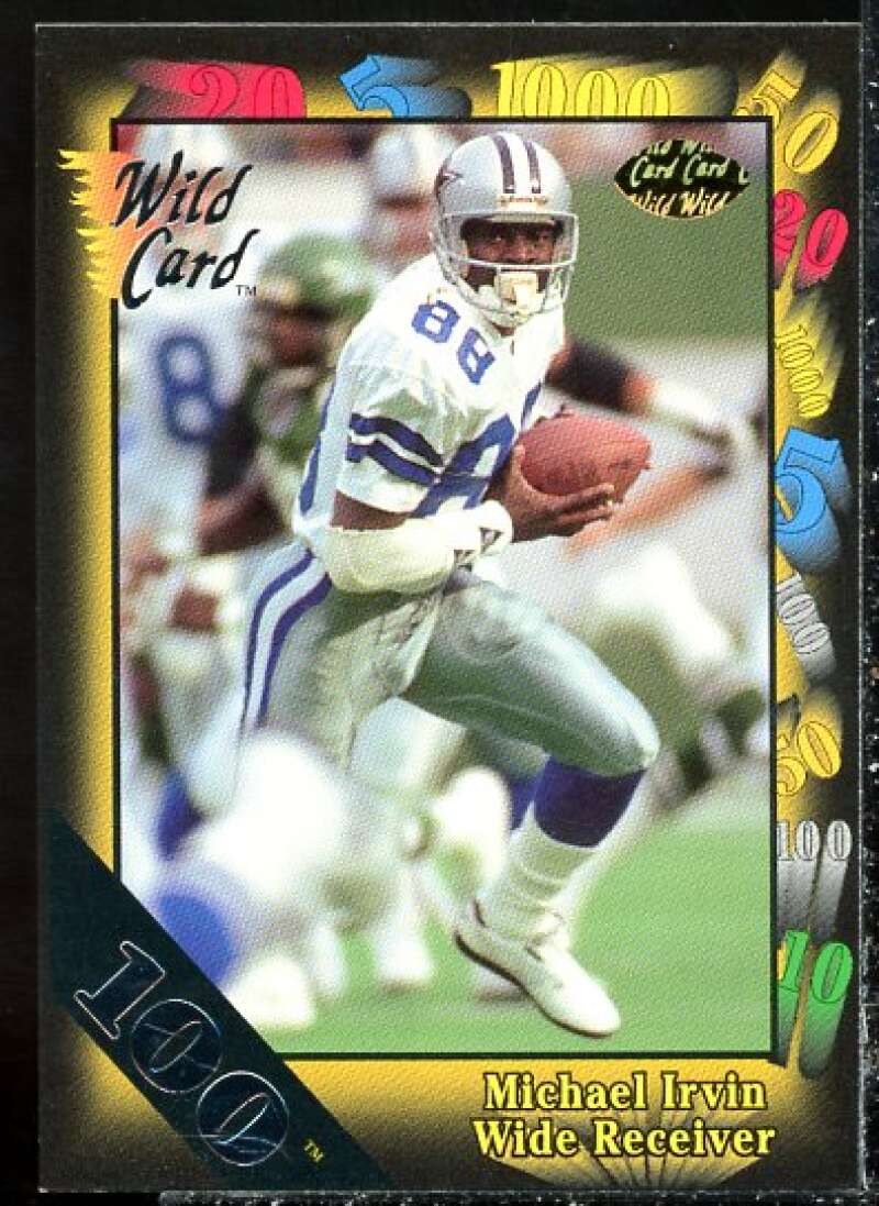 Michael Irvin Card 1991 Wild Card 100 Stripe #95  Image 1