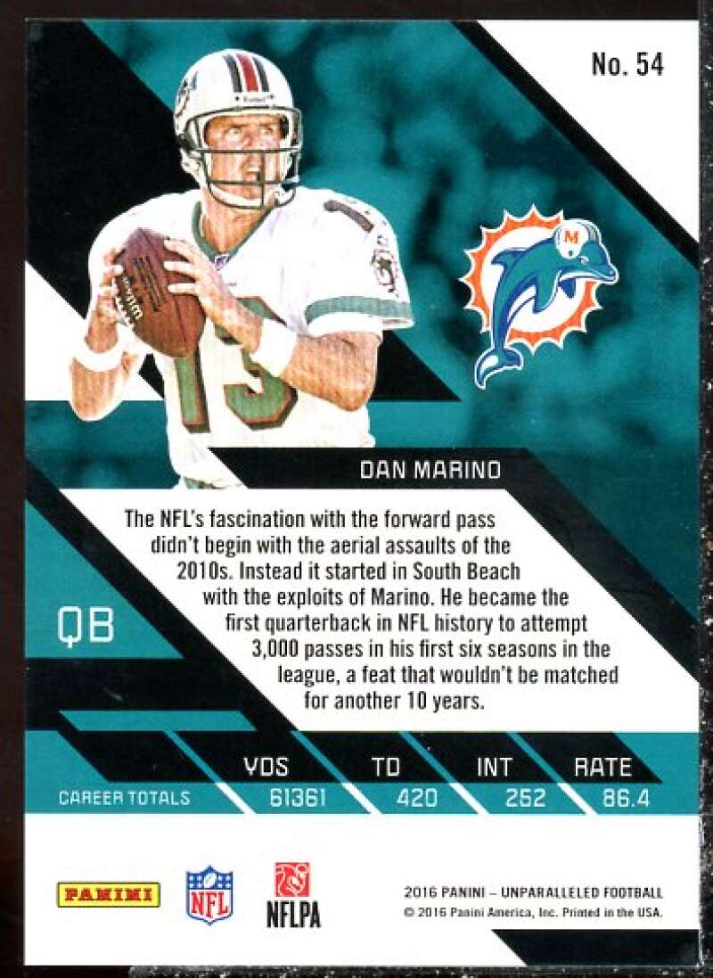 Dan Marino Card 2016 Panini Unparalleled Orange #54  Image 2