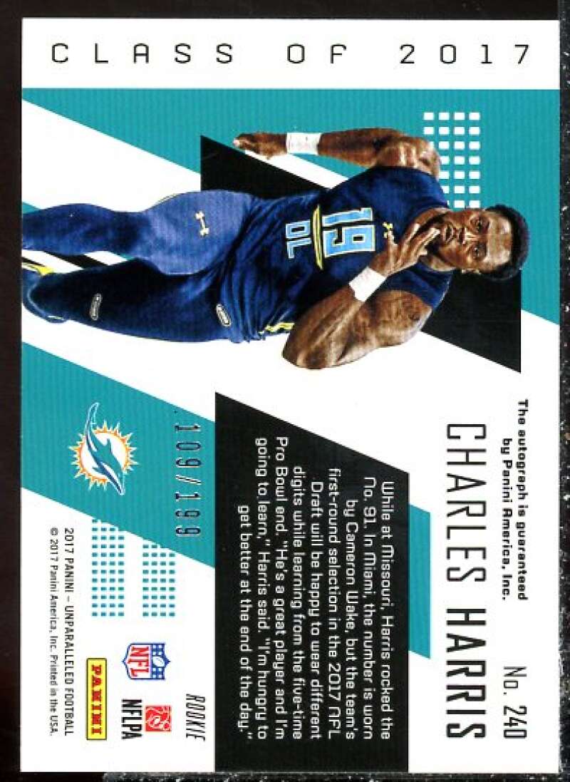 Charles Harris Card 2017 Panini Unparalleled Rookie Autographs #240  Image 2