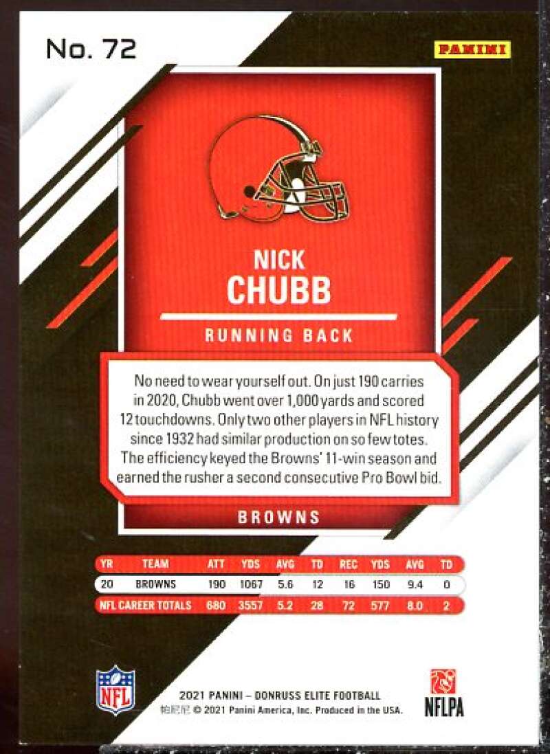 Nick Chubb Card 2021 Elite Red #72  Image 2