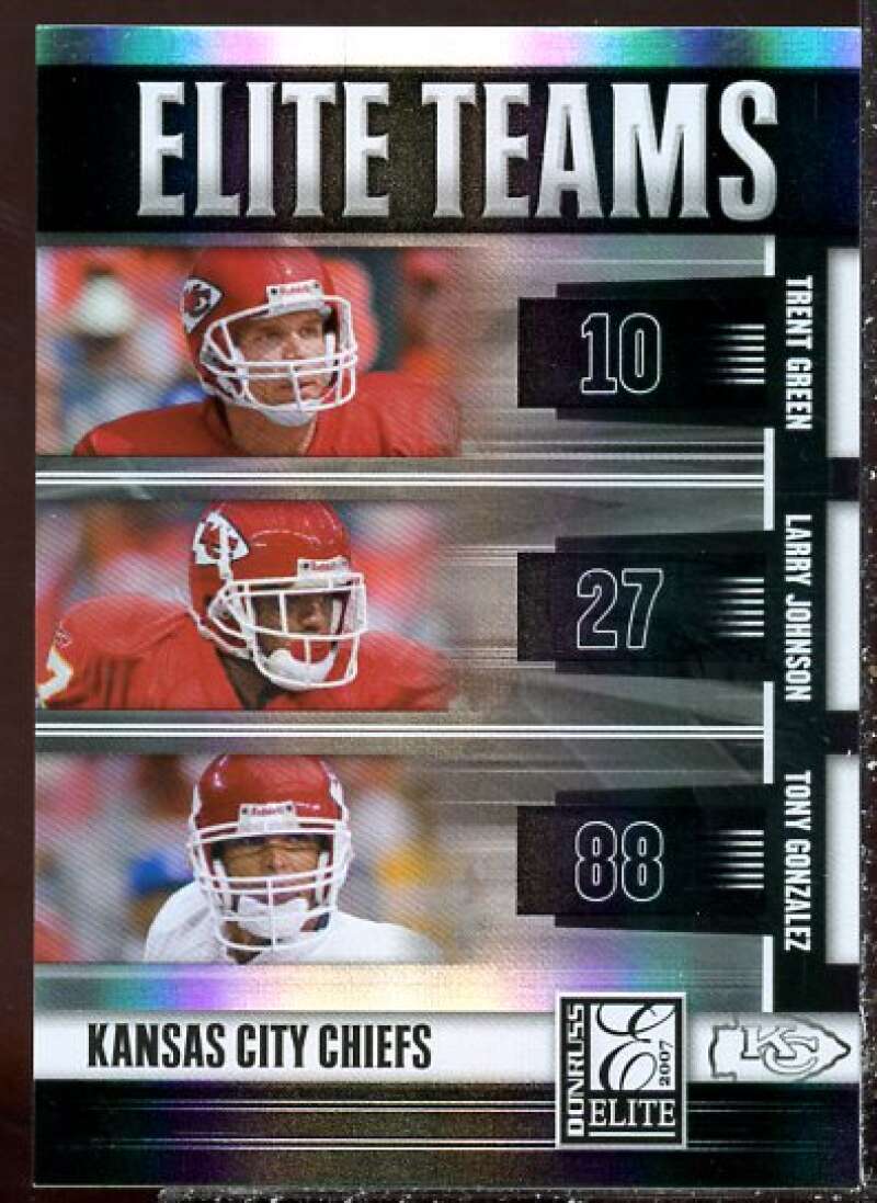 Trent Green/Larry Johnson/Tony Gonzalez Card 2007 Donruss Elite Teams Black #24  Image 1