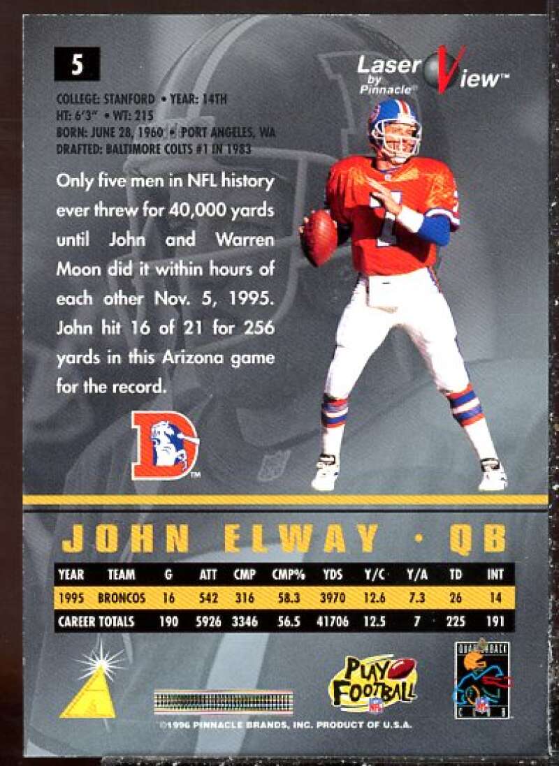 John Elway Card 1996 Laser View #5  Image 2