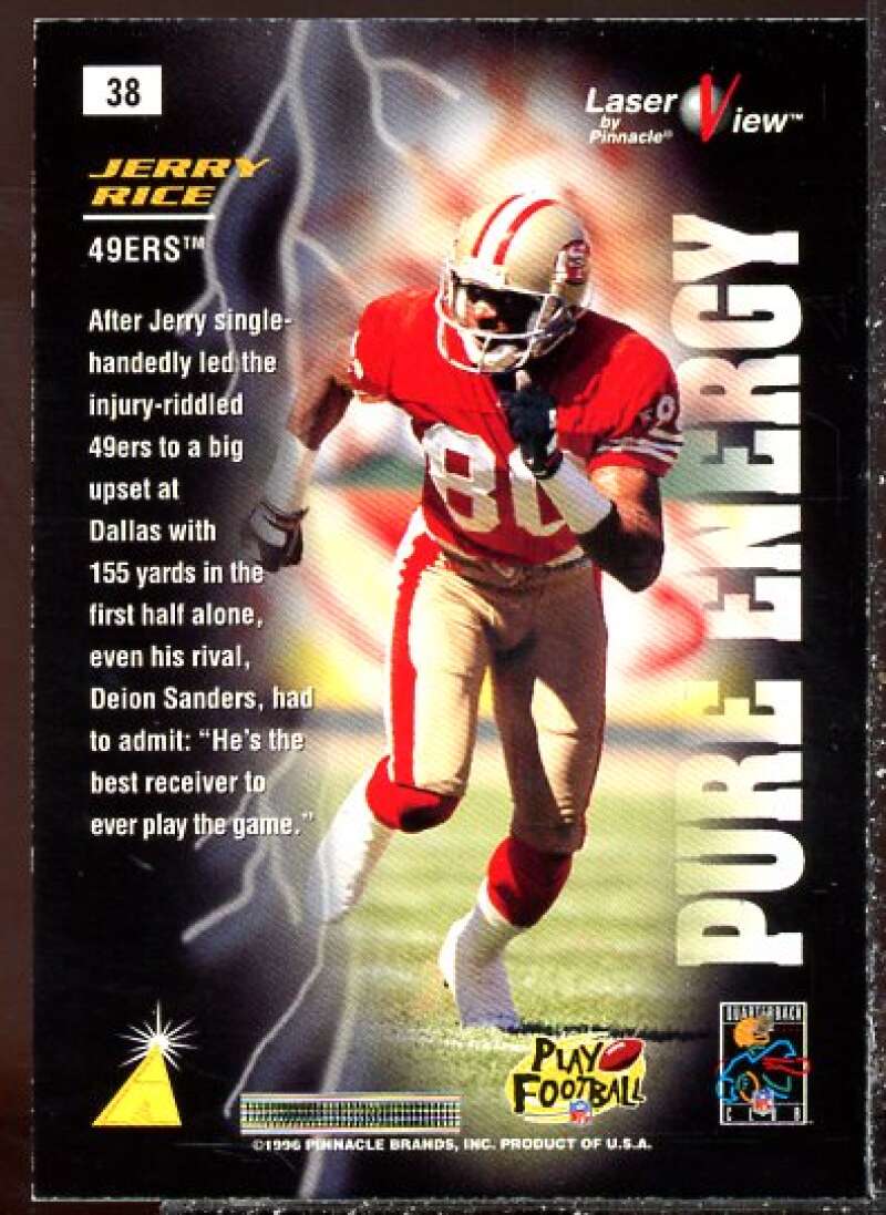 Jerry Rice PE Card 1996 Laser View #38  Image 2