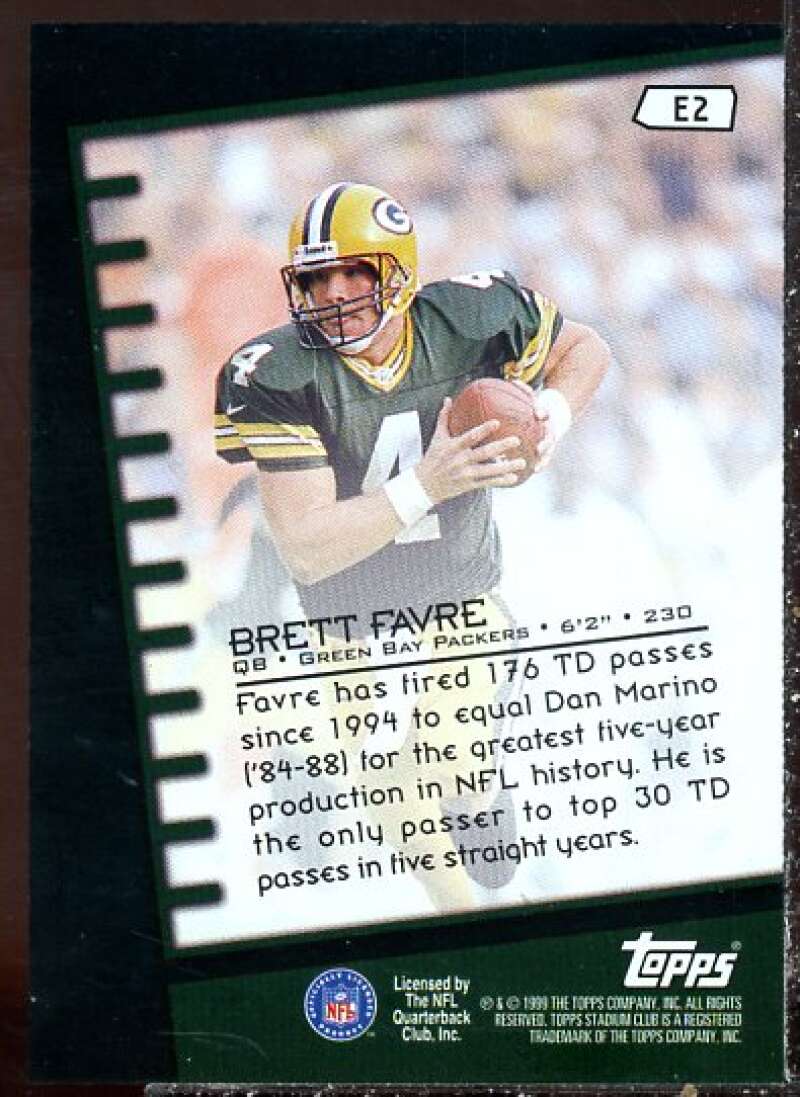 Brett Favre Card 1999 Stadium Club Emperors of the Zone #E2  Image 2