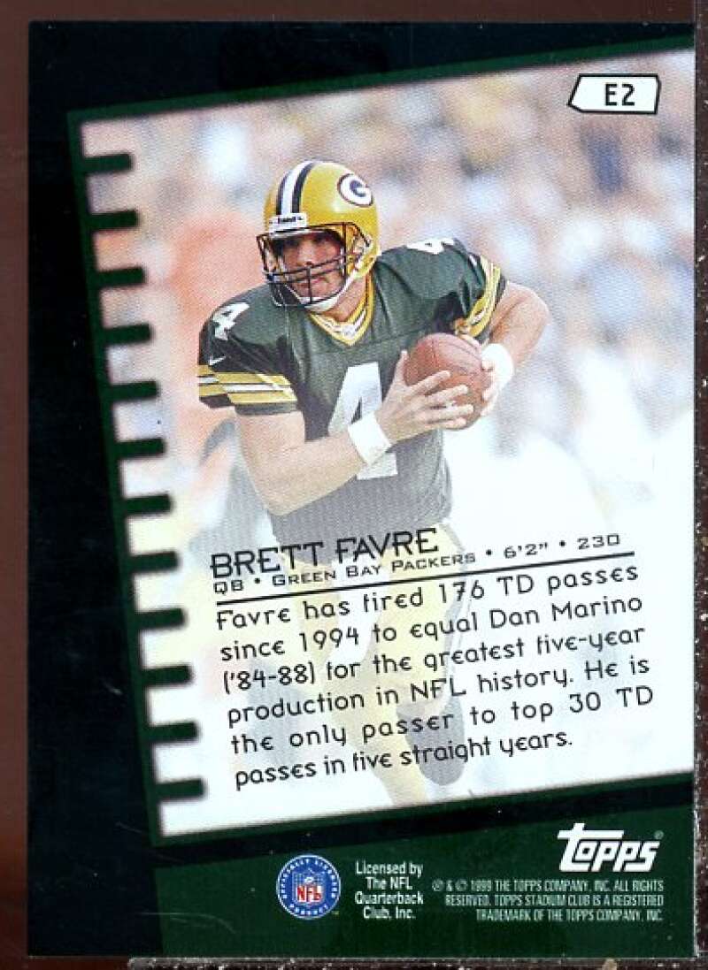 Brett Favre Card 1999 Stadium Club Emperors of the Zone #E2  Image 2