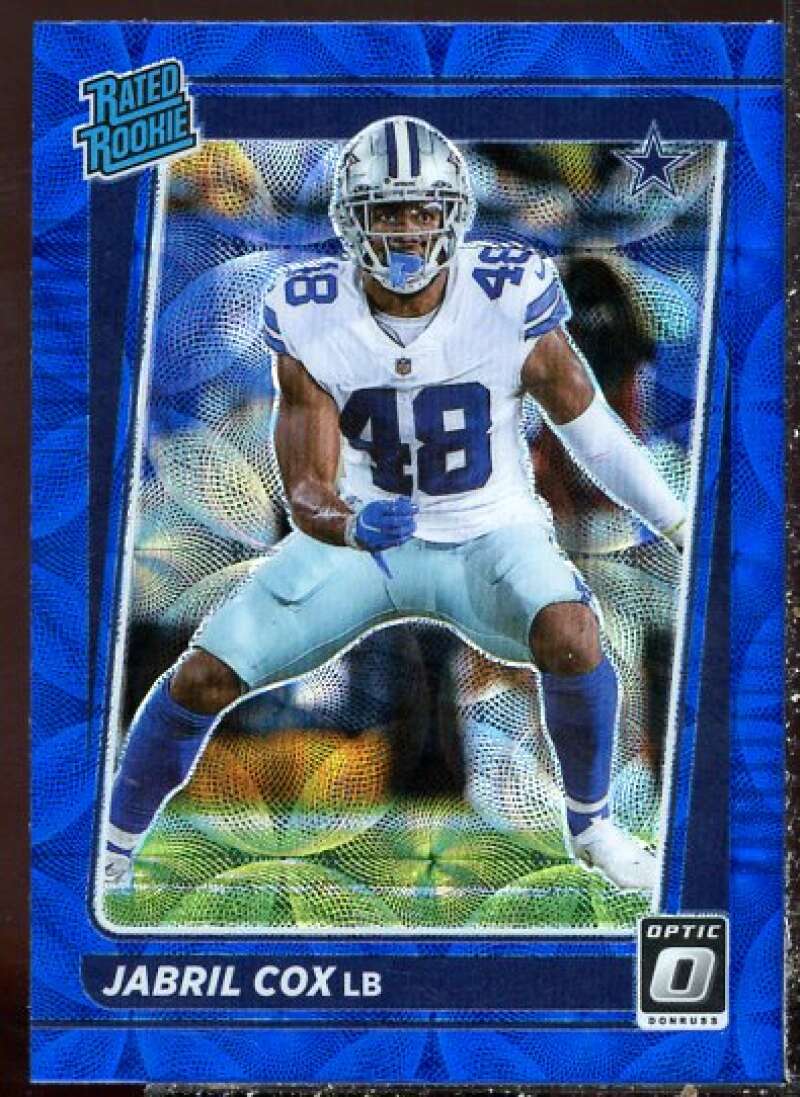 Jabril Cox RR Rookie Card Card 2021 Donruss Optic Blue Hyper #286  Image 1