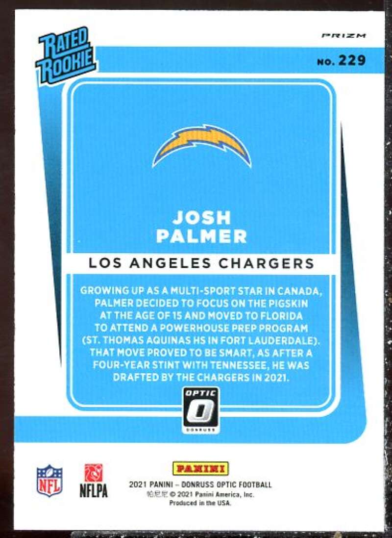 Josh Palmer RR Rookie Card Card 2021 Donruss Optic Blue Hyper #229  Image 2