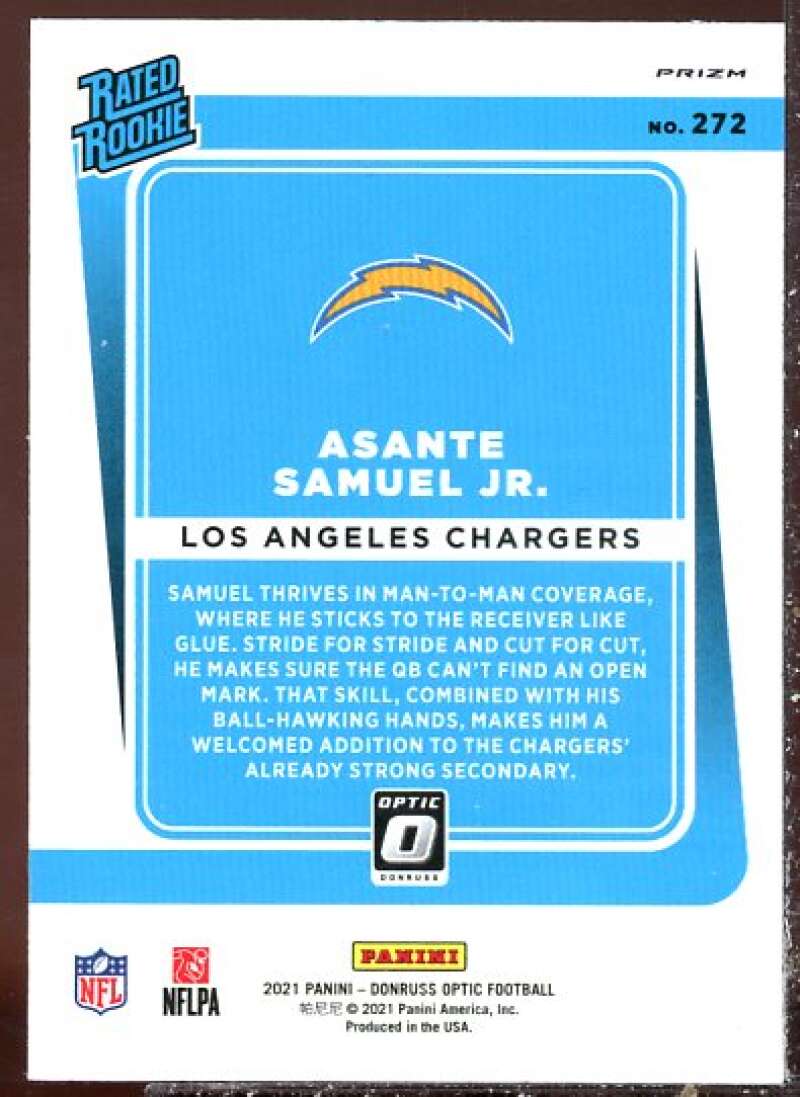 Asante Samuel Jr. RR Rookie Card Card 2021 Donruss Optic Blue Hyper #272  Image 2