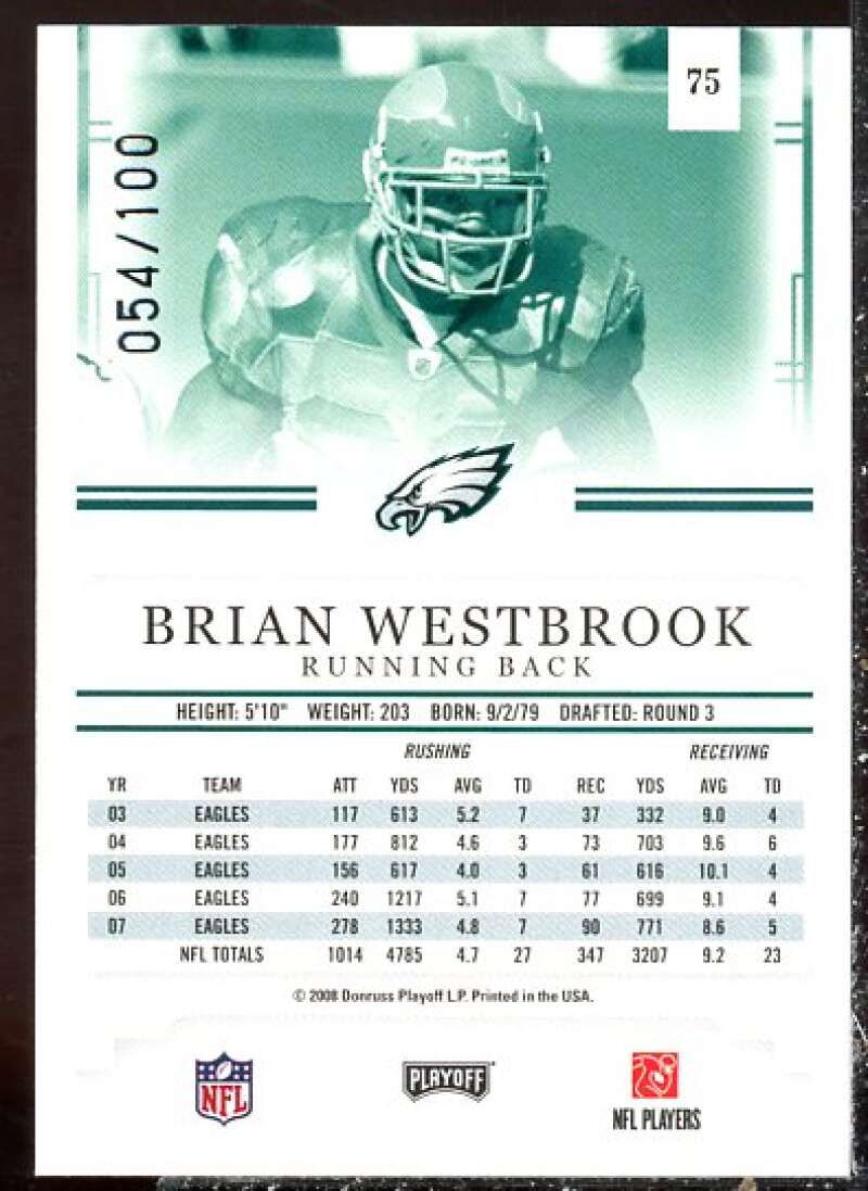 Brian Westbrook Card 2008 Playoff Prestige Xtra Points Red #75  Image 2