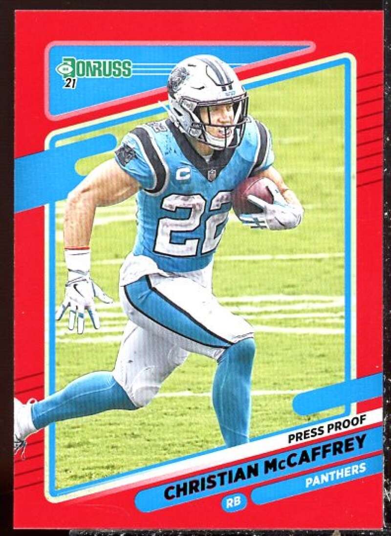 Christian McCaffrey VAR Card 2021 Donruss Press Proof Red #219B  Image 1