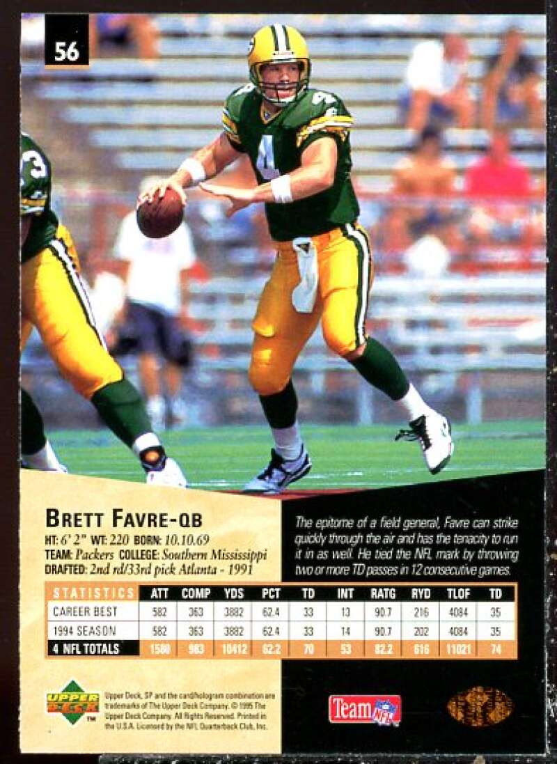 Brett Favre Card 1995 SP #56  Image 2