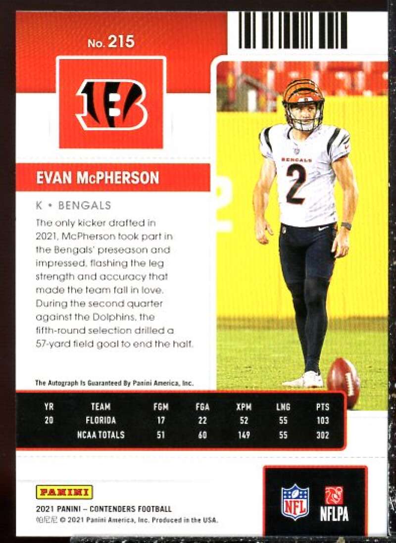 Evan McPherson AU RC Card 2021 Panini Contenders #215  Image 2