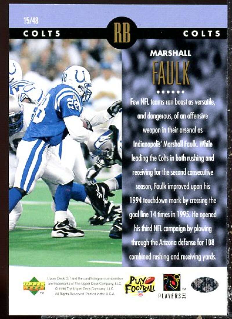 Marshall Faulk Card 1996 SP Holoviews #15  Image 2