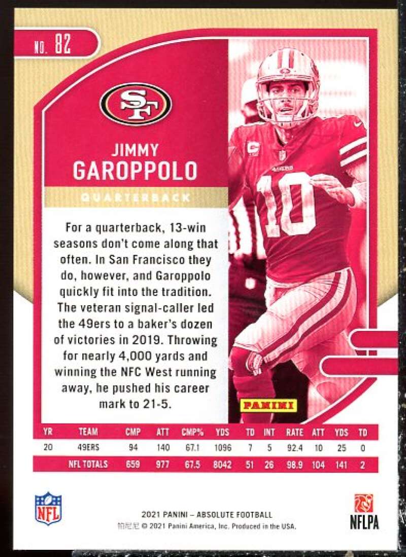 Jimmy Garoppolo Card 2021 Absolute Red Squares #82  Image 2