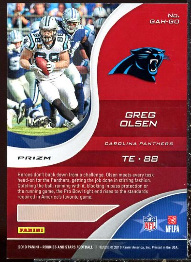 Greg Olsen Card 2019 Rookies and Stars Great American Heroes Red #7  Image 2